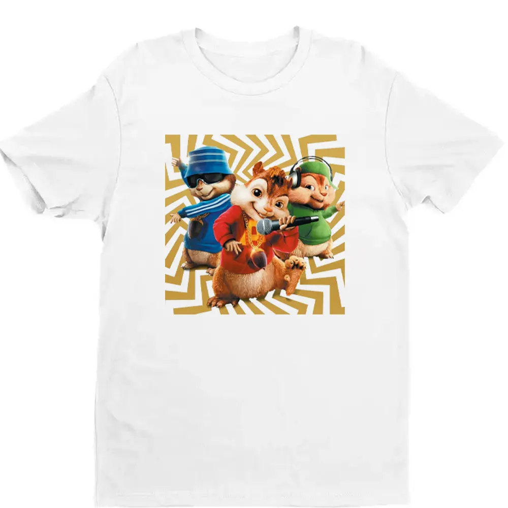 Unisex Shirt Alvin and The Chipmunks: The Squeakquel's Short Sleeve Graphic T Shirts High Quality Cotton Tee Tops Cartoon Shirts