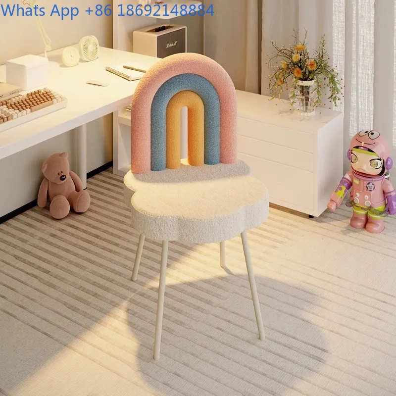 High-end Nail Stool Simple Dressing Table Chair Cream Style Girls' Bedroom Rainbow Backrest Dressing