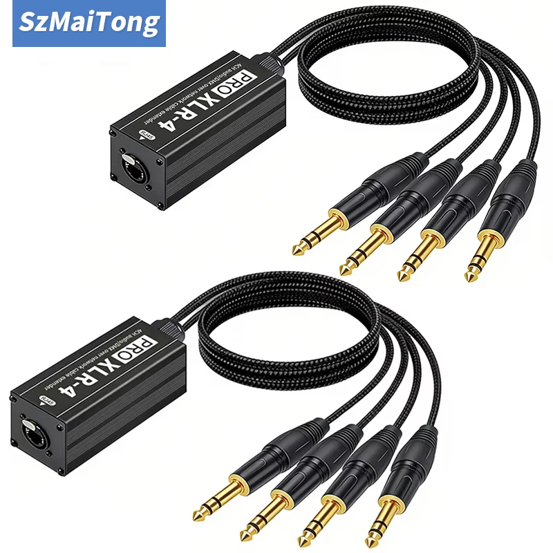 RJ45 to 4 Channel XLR Audio Extender Network Signal Extender Gold Plated for Live Stage Sound Lighting and Recording Studio