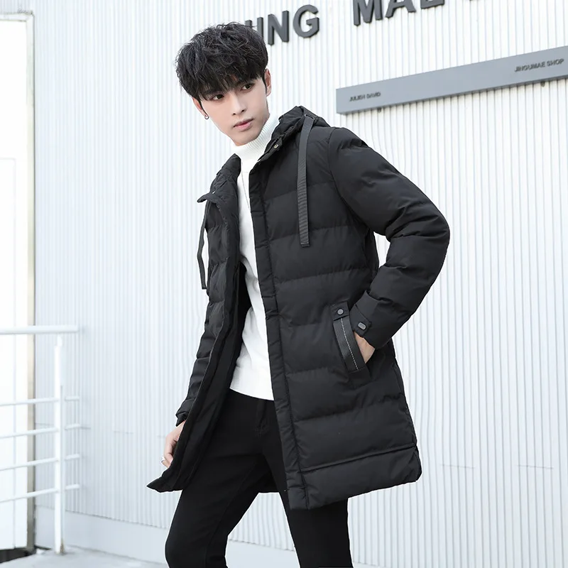 

Mid Length Men's Winter Hooded Korean Version Fashionable Thickened Warm Cotton Jacket