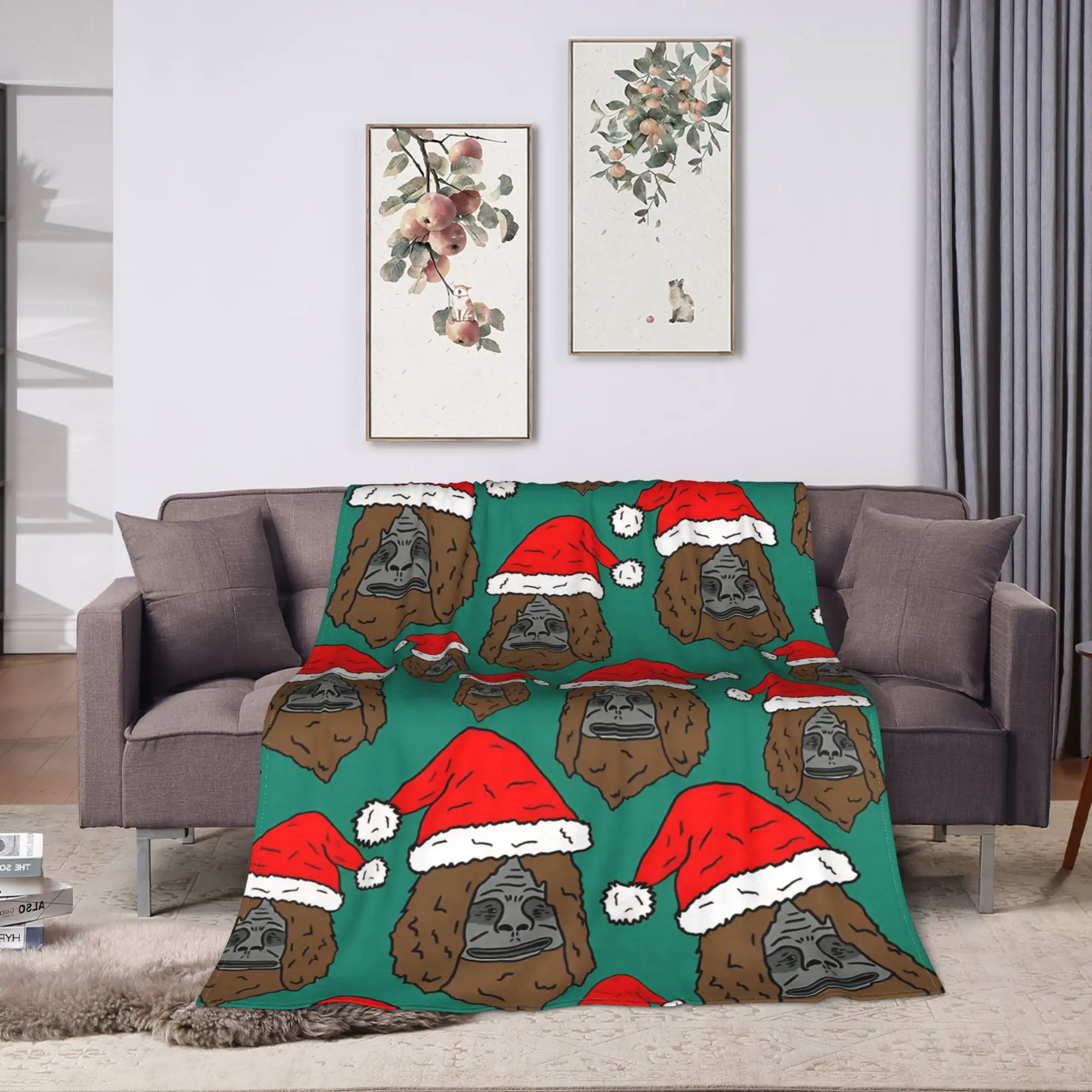Christmas Sassy the Sasquatch Flannel Blankets Autumn for Kids Adult Living Room Aesthetic Bedspread Sofa Bed Cover