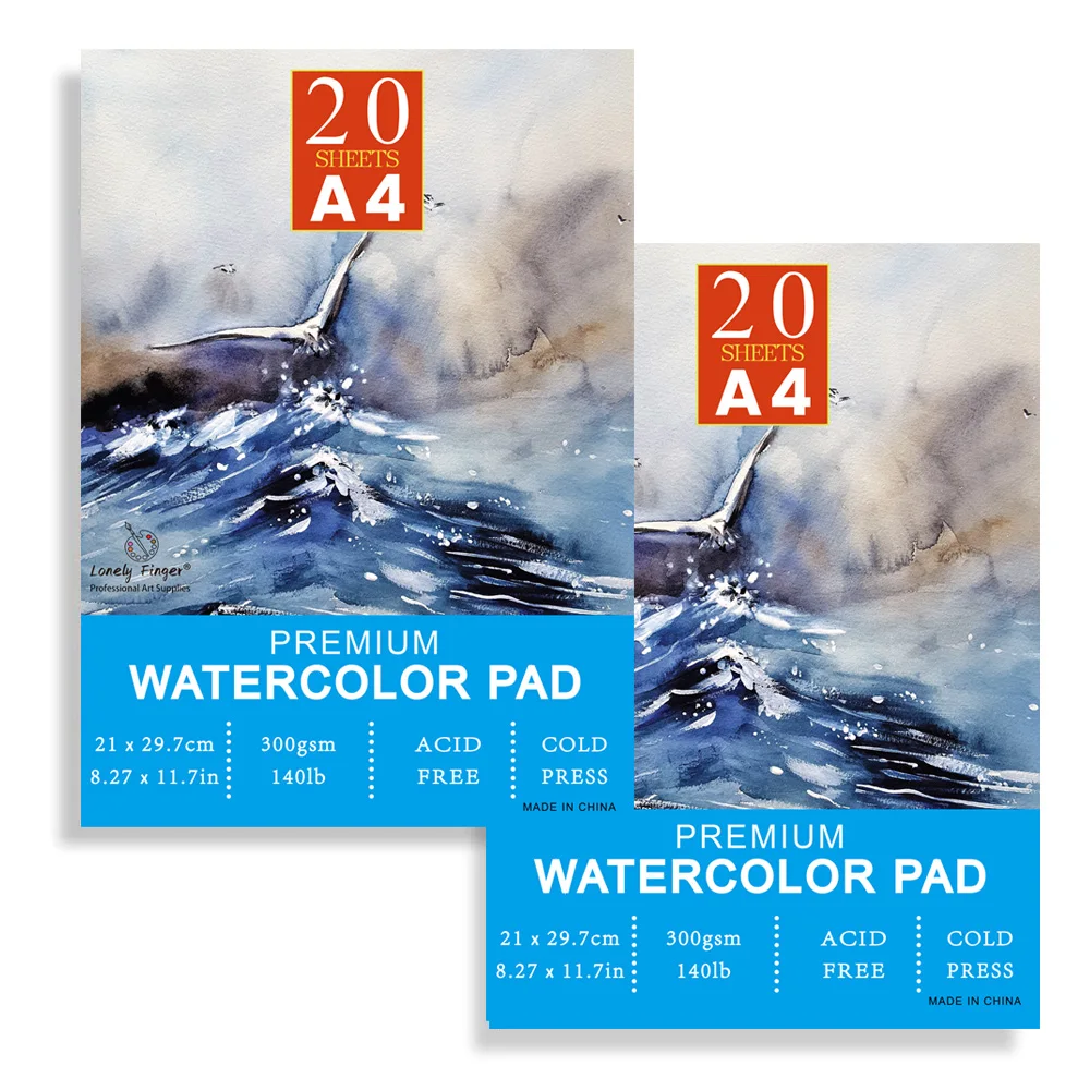 2PCS A4 Premium Watercolor Pads,21x29.7cm(20Sheets),140lb (300gsm), Acid-Free Paper,Ideal for Beginners, Artists & Professi