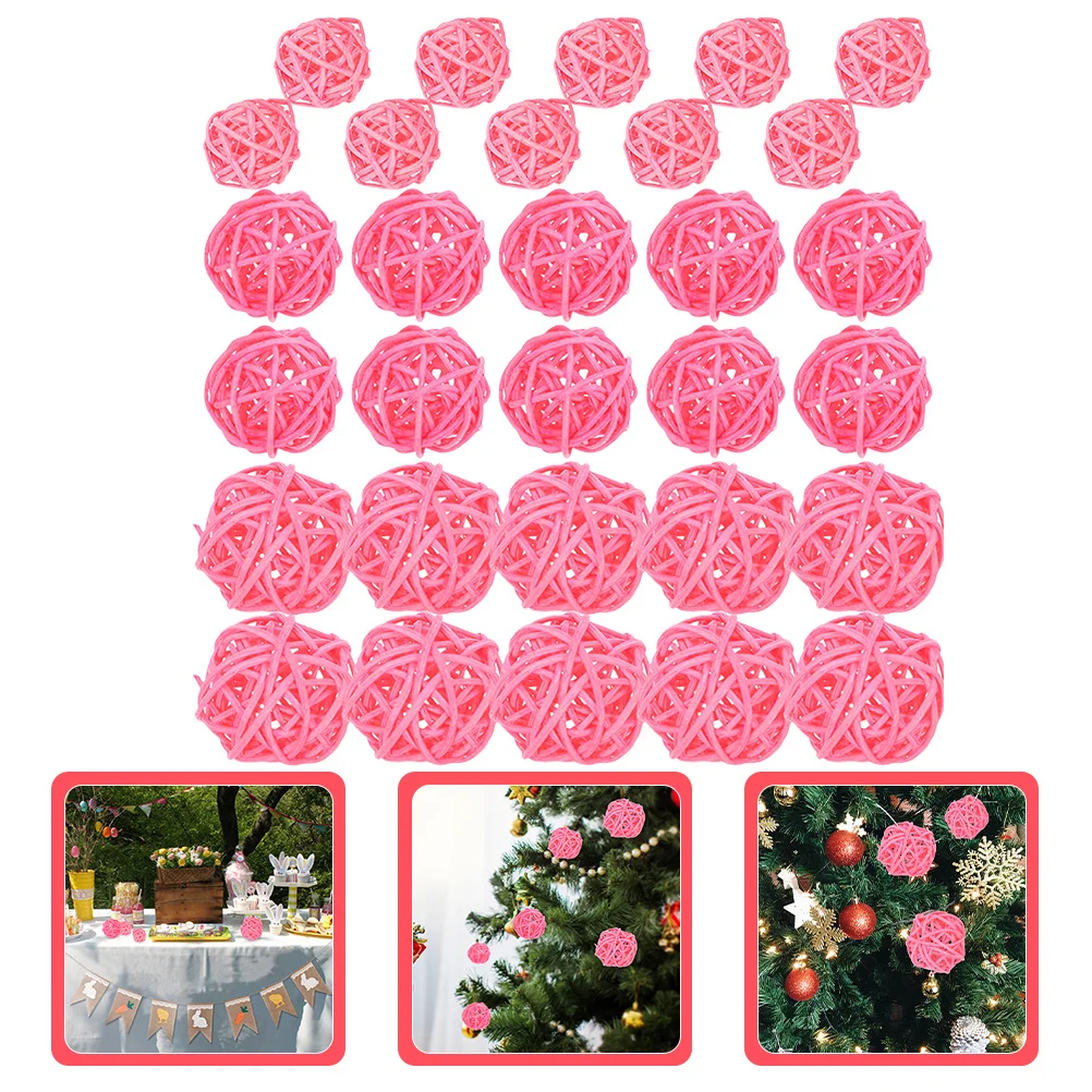 

30Pcs Natural Rattan Pink Decor Balls for Centerpiece Bowls Table Decor Holiday Festival Wedding Party Home Accessories