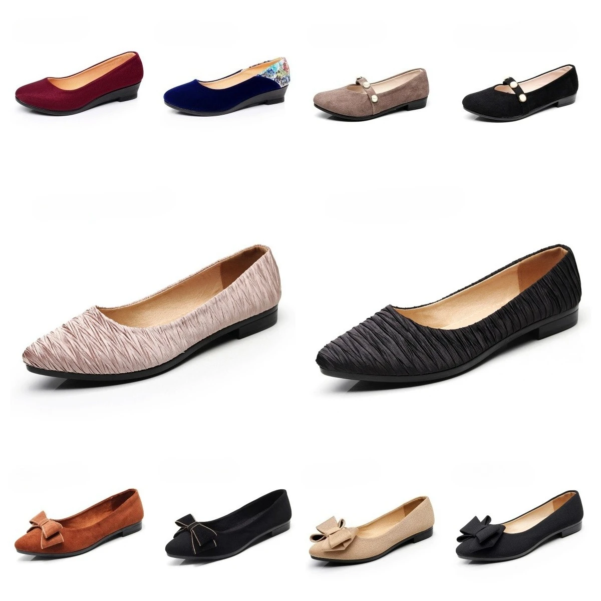 [ 9 Pairs Only ] Women Ballet Shoes Women Wedges Shoes for Work Cloth Sweet Loafers  Oversize Boat Shoe Women's Pregnant Shoes