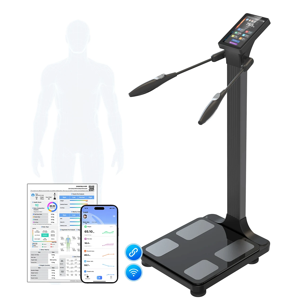 Custom Smart BMI Weight Scale 8 Sensor BIA Technology High Accuracy Body Weight Scale LCD Touch Screen OEM ODM for Home Use