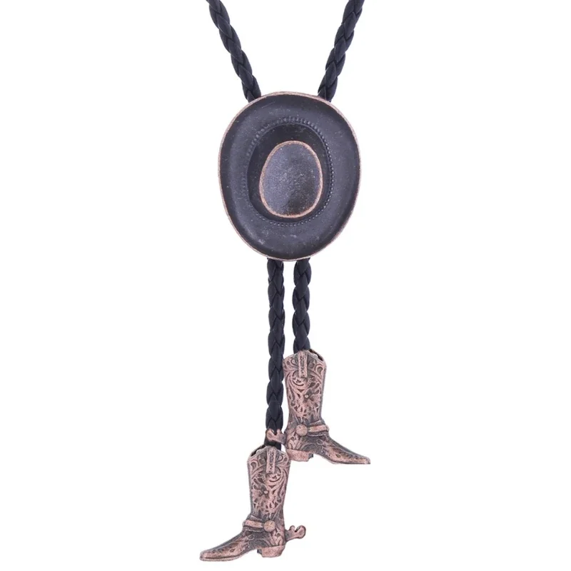 Cowboy Bolo Tie for Men Country Rural Necktie Necklace Costume Accessories for Women Collar Pendant Neck Jewelry 57BD