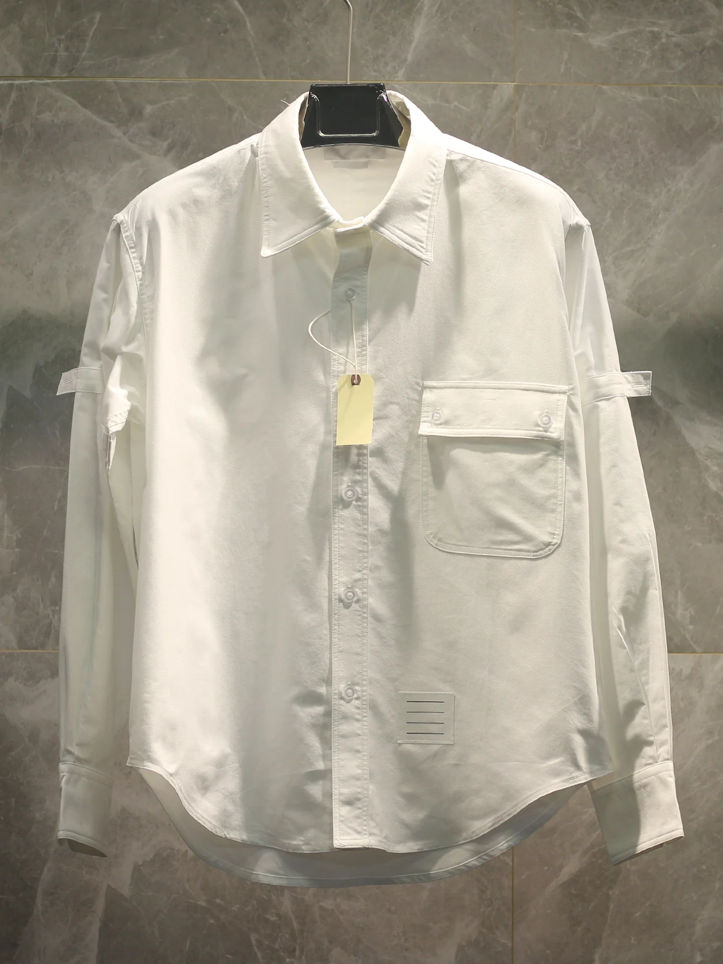 

High-End Ox Cloth irt Jaet with Large kets Loose Fit ex White Casual Sle Long Sve Button up Spring Autumn