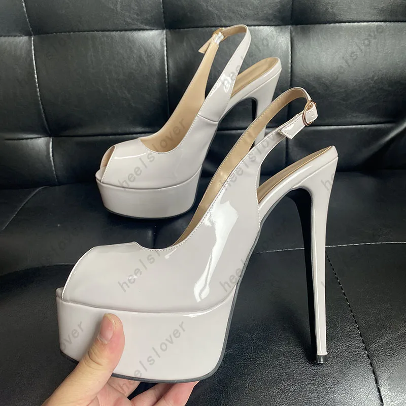 Ahhlsion Handmade Women Summer Sandals Buckle Strap Stiletto Heels Peep Toe Advanced Grey Party Shoes Ladies US Size 4-15