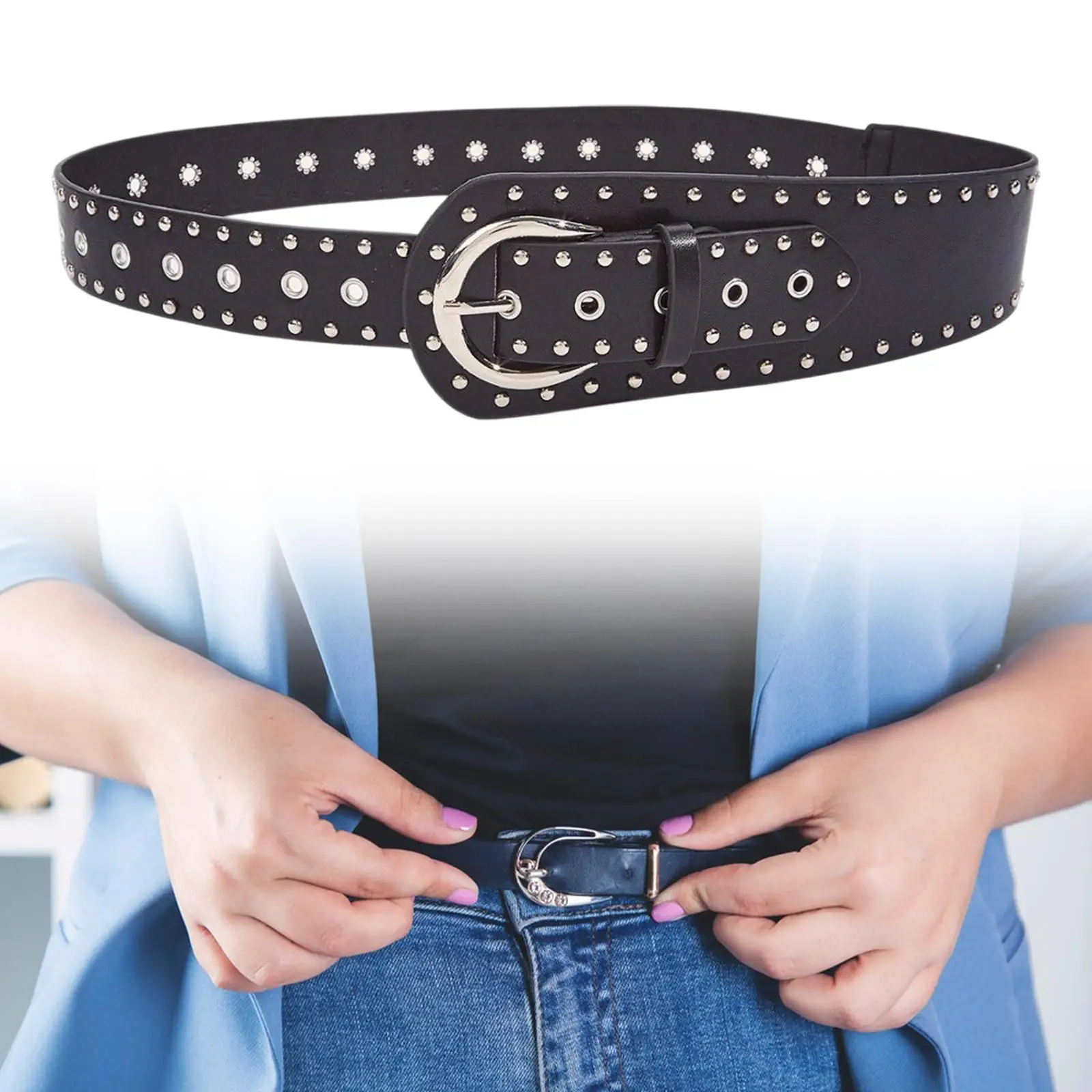 Waist Belt for Women Decor PU Leather Personality Fashion Lady Versatile Pin Buckle Belt for Pants Jackets Jeans Sweaters Dating