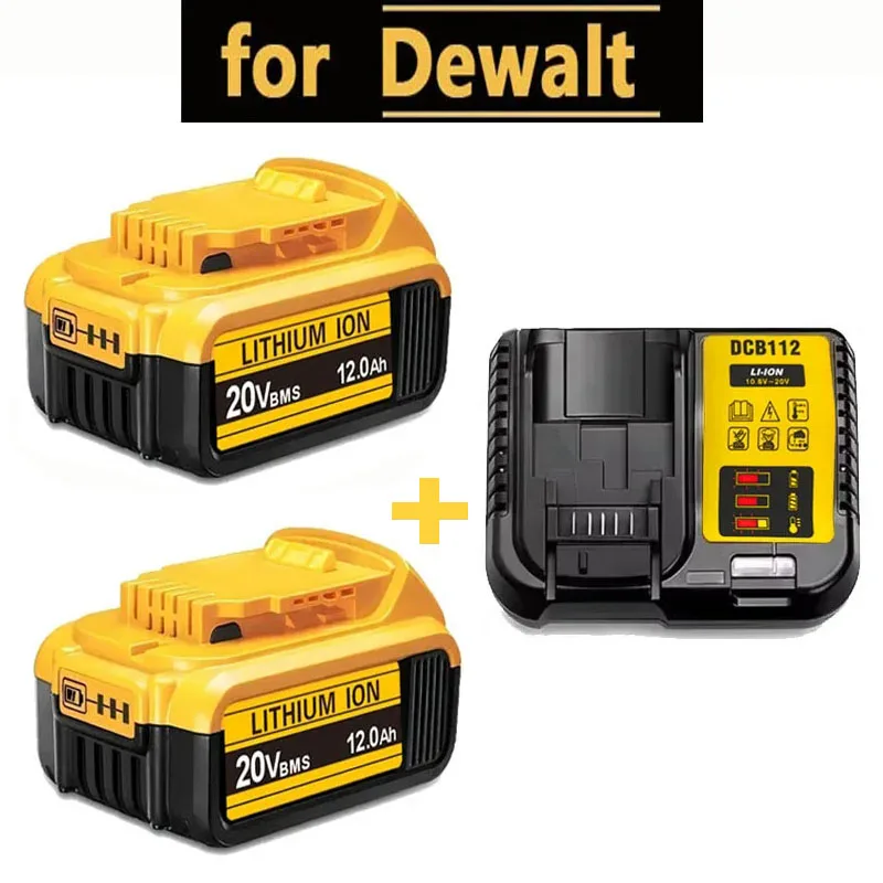 Li-Ion Battery Pack 20V 12Ah MAX for DE WALT DCB205 DCB206 DCB209 DCB182 DCB606 with Charger