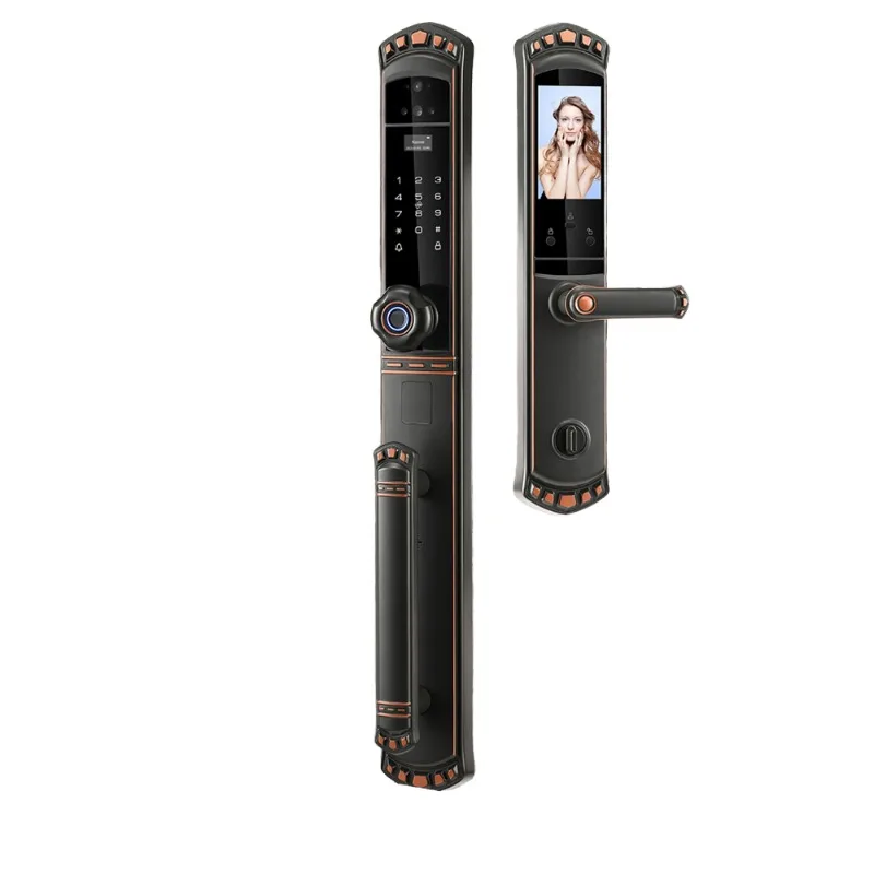High Security Smart Door Keyless Entry For Villas Waterproof IPX5 Face Recognition Fingerprint For Wood Doors Cloud Data