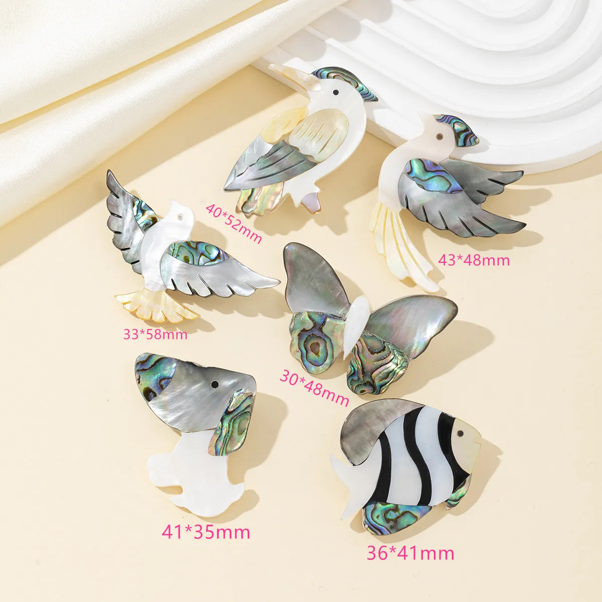 Verschiedene Formen Tier Brosche Anhänger Natürliche Shell Abalone Shell Charme für Schmuck Machen Liefert DIY Frauen Halskette Zubehör