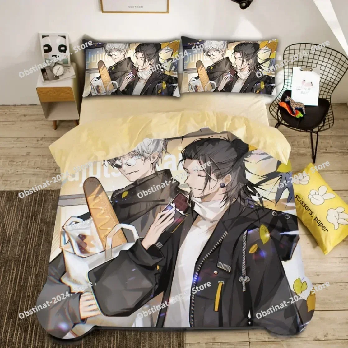 3D Anime Satoru Gojo Quilt Cover Japan Famous Anime Duvet Cover Sets Boys 3D Printed Quilt Cover Sukuna Bedroom Decoration