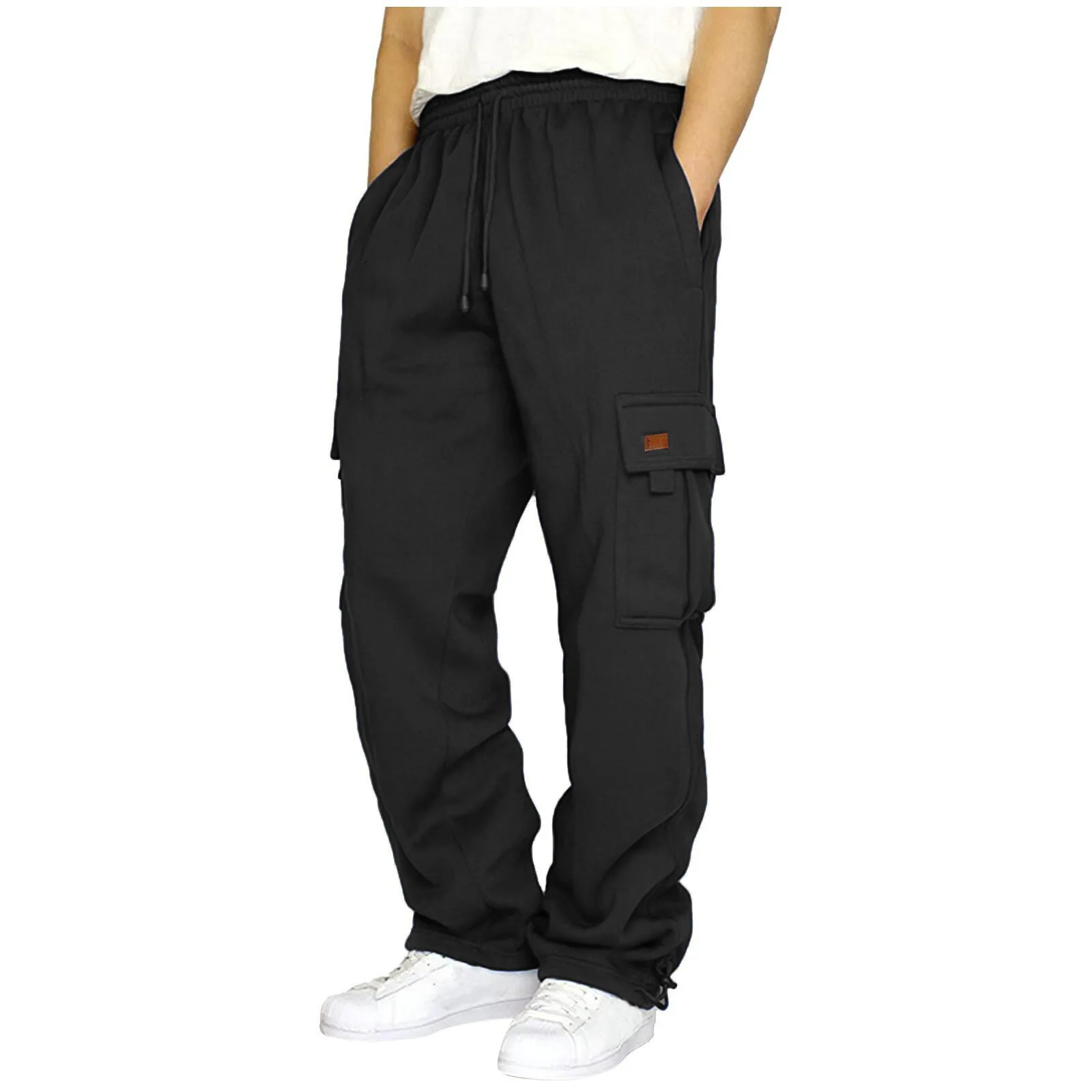 

Men's Loose Cargo Pants 2025 New - Fleece Lined Multi-Pocket, Drawstring Waist, Cuffed Ankle, Casual Sport Trousers (Multi-Colo