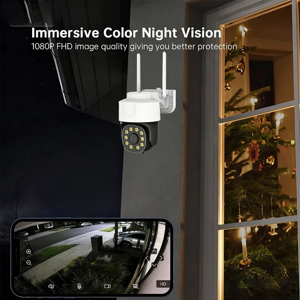 Tuya Smart  Wifi Camera 5MP HD PTZ IP Security Camera 24/7 Record Home Security Protection IP66 Waterproof  Auto Tracking