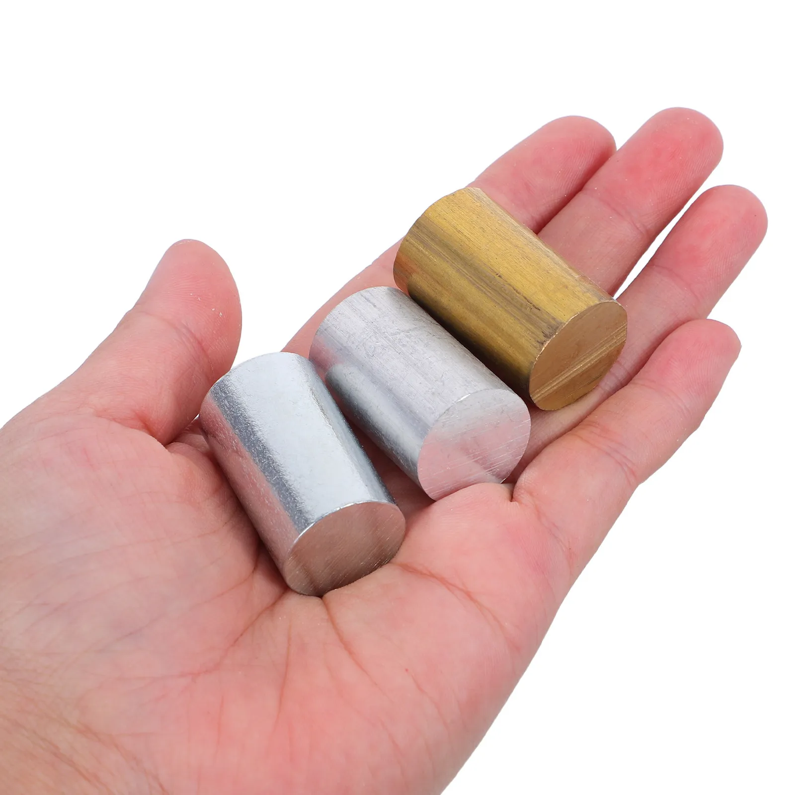 3Pcs Physics Teaching Aid Copper Iron Aluminum Density Cylinder Set for Classroom Volume Mass Comparison Science Experiment