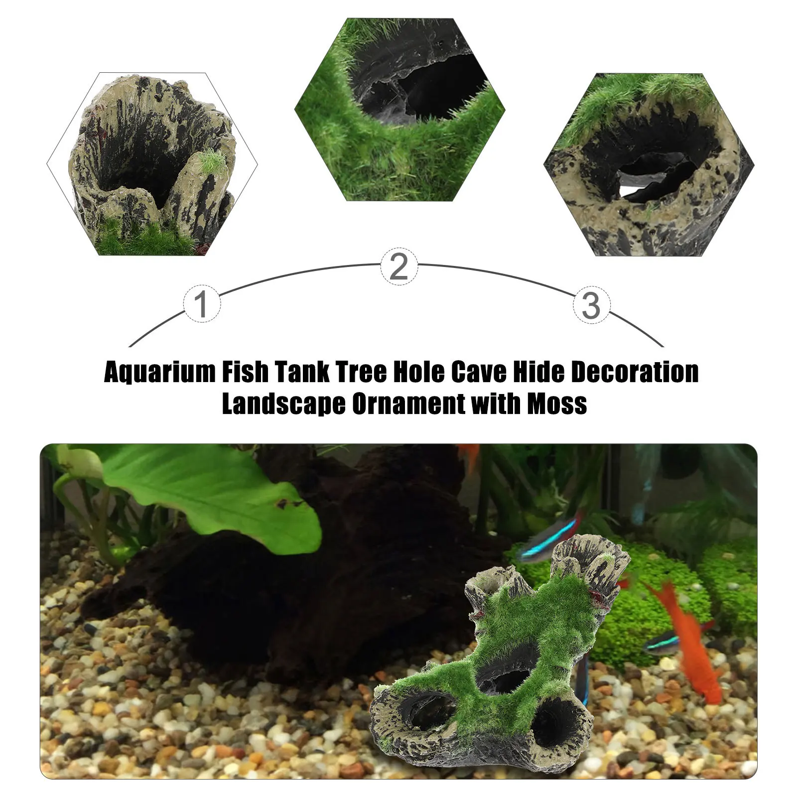 

Aquarium Fish Tank Cave Moss Natural Ornament Hideaway Decoration Aquarium Landscaping Fish Tank Ornament