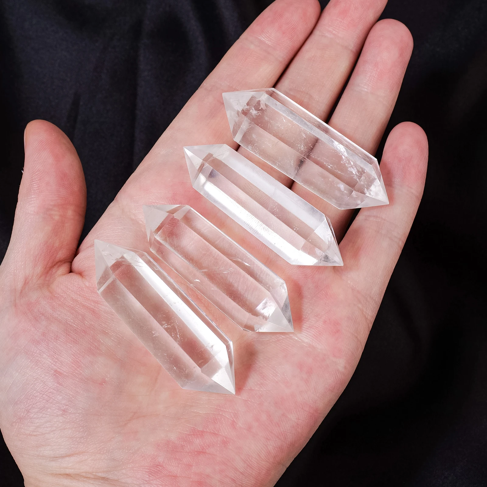 1pc Natural Crystal Clear Quartz Double Pointed Pillar DIY Jewellery Making Feng Shui Ornament