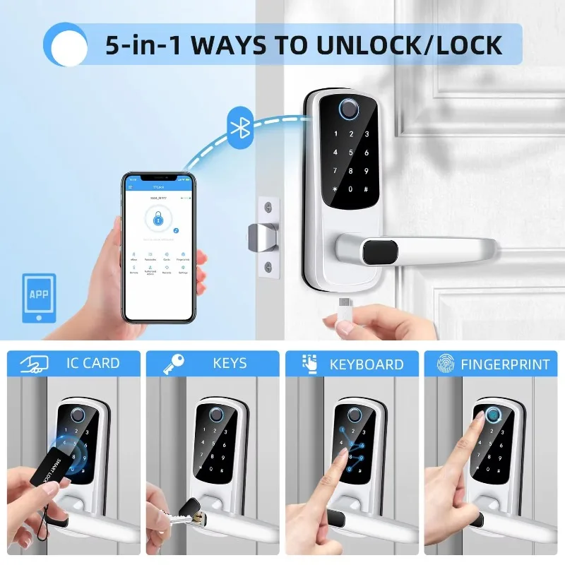 Smart Fingerabdruck Keyless Entry Reversibler Griff TTlock Touchscreen-Tastatur Digitales Türschloss