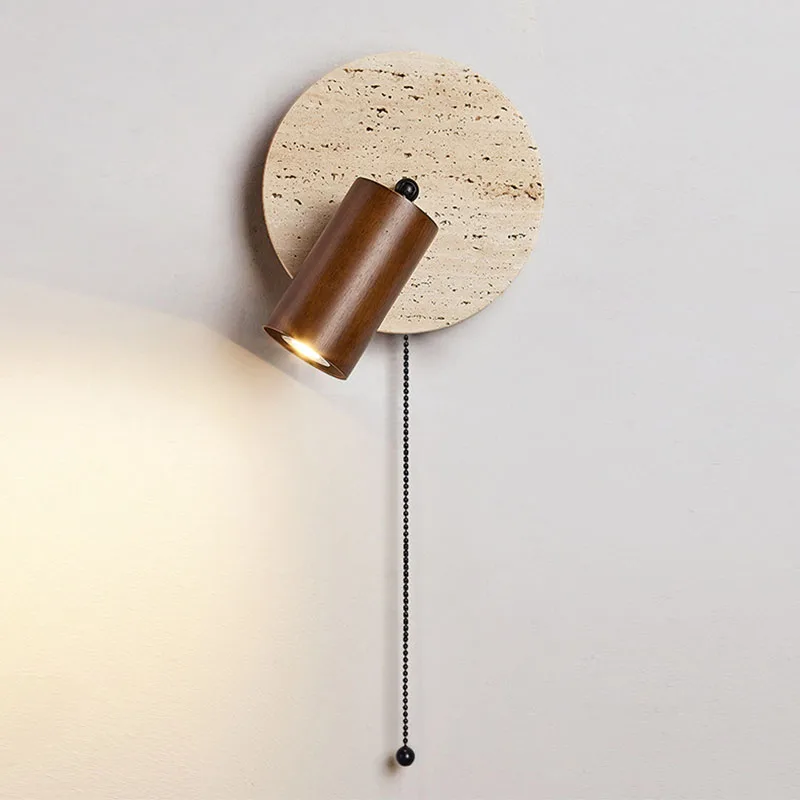 Huangdong Stone Bedroom Wall Lamp Retro in the Ancient Style Study Wall Can Be Rotated Wall Lamp Surprise Silent Wind Residentia