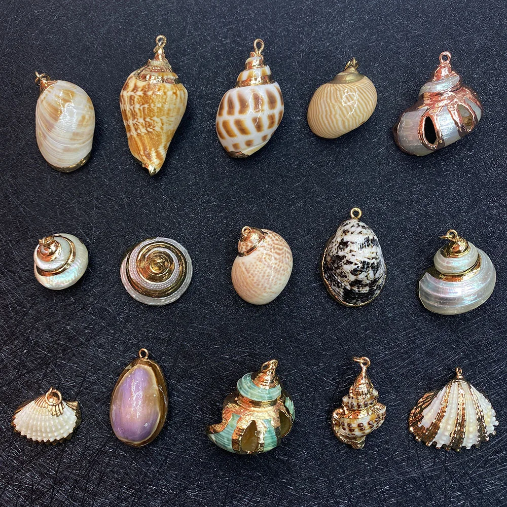 Pingente de concha natural 3d decoração de aquário diy concha do mar colar dupla utilização ornamento de tanque de peixes oceano artesanato acessório presente não-tóxico