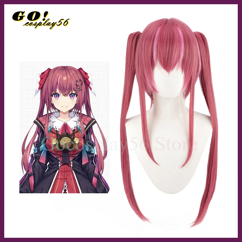 

VTuber Amagase Muyu Cosplay Wig Straight Ponytails NIJISANJI Ranunculus Pink Long Hair Vitural Idol Youtuber Girls Role Play