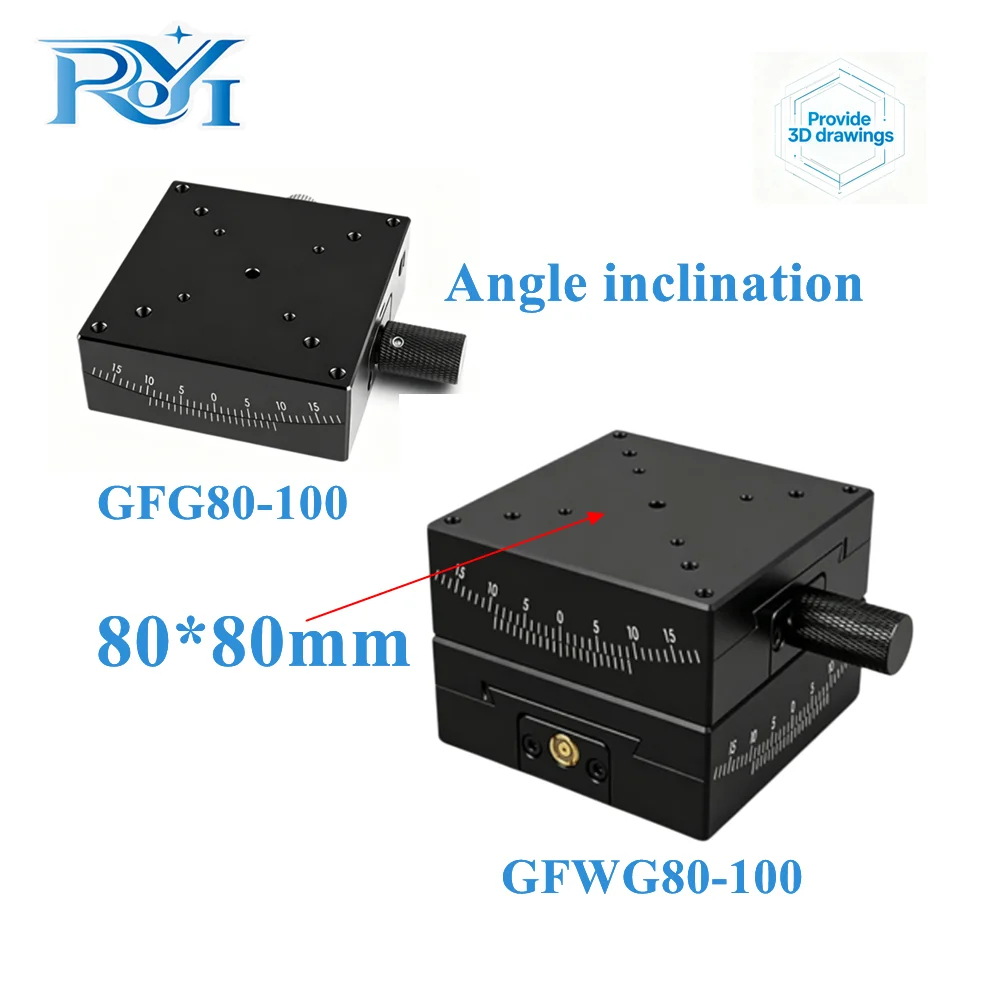 

X Axis XY Axis 80mm GFWG80 GFG80 Sliding Table Manual Radian Angle Table Goniometer Swing Table Measurement Displacement Radian
