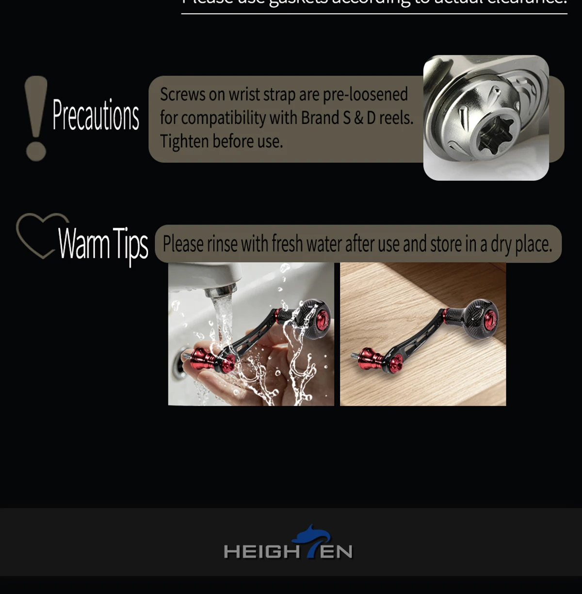 HEIGHTEN Spinnrolle 55-60mm Griff mit Einzelknopf aus Kohlefaser, DIY-modifiziertes Angelzubehör für das Spinnfischen – Detail 12