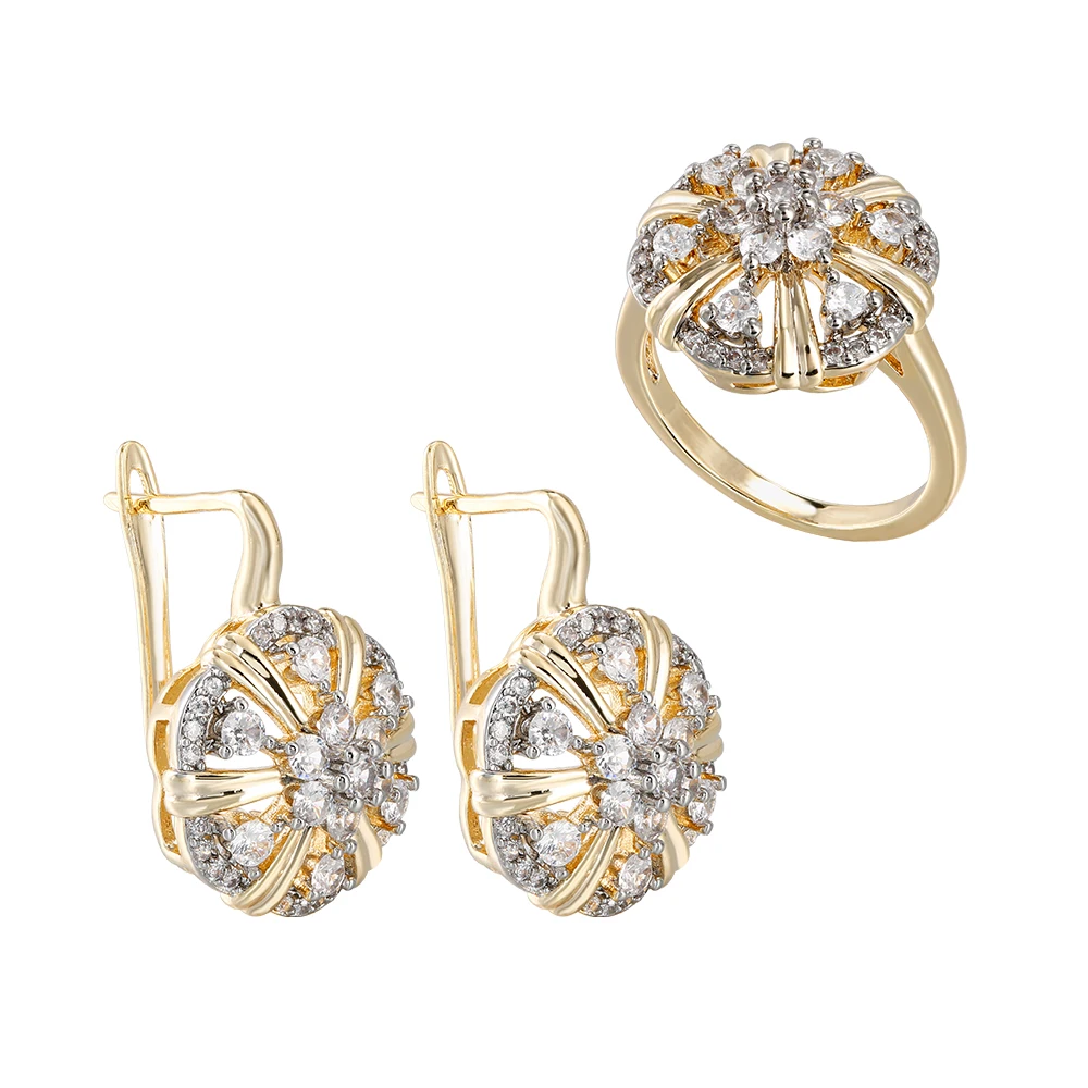 Zircon Inlaid Cross Design Earrings & Ring Set