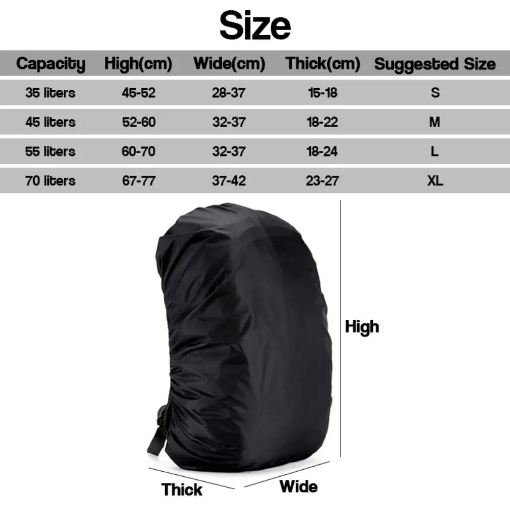 Accessories 190D Polyester Backpack Rain Cover Blue Black Reusable Bag Cover 35L 45L 60L 70L Outdoor Bags