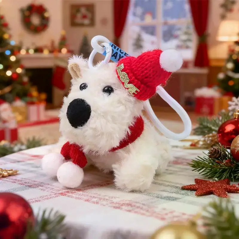 1 pz seduto delle Highlands occidentali cucciolo giocattolo lungo peluche carino cane bianco ciondolo piccoli animali domestici bambole regalo di Natale per bambini
