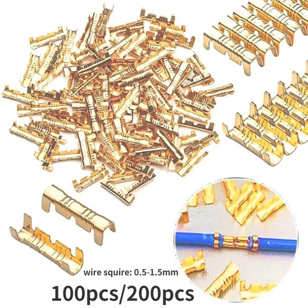 

200/100PCS Car Brass Copper 0.5-1.5mm² Crimp Electrical Connector Wire Terminal Kit