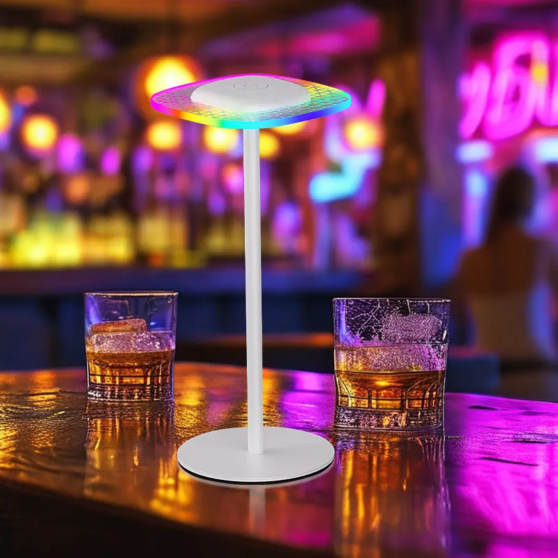 Paquete de 2 luces de mesa LED DIY blanco y negro blanco cálido multicolor