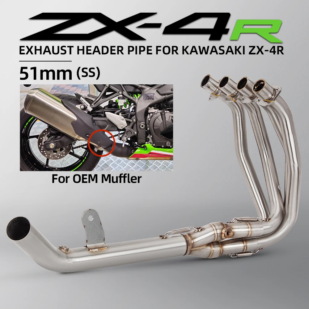 

Full System Exhaust Motorcycle For Kawasaki ZX4R ZX-4R Slip on Stainless Front Link Pipe Connect 51MM Or Original Muffler