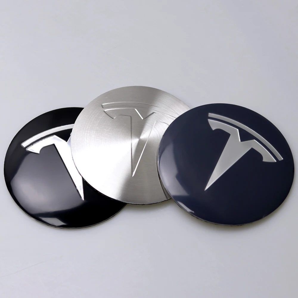 4pcs 56mm Car Wheel Center Hub Caps Stickers Badge Cover For Tesla Model 3 Model Y Model S Model X Cybertruck Auto Accessories