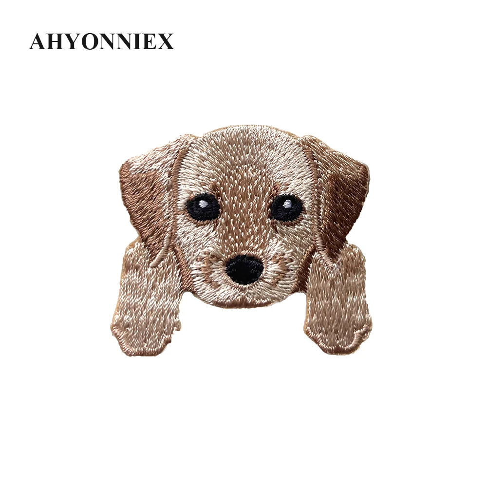 AHYONNIEX Labrador Embroidery Patches for Girls Bag Iron On Patches for Clothes Small Dog Patch for Kids Pet Clothes Designer