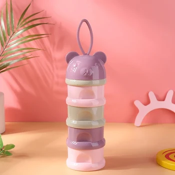 Tragbarer 4-Gitter-Boxbehälter für Milchpulver, für Kleinkinder, Babysnacks, Aufbewahrungsbox für Lebensmittel, Formelspender, Milchpulverflaschen