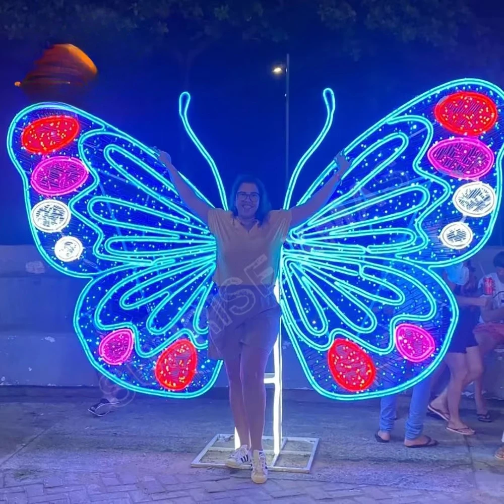 Large Best Holiday Display Butterfly Wings Theme Light Photo Operation Decoration Outdoor Christmas Light Show
