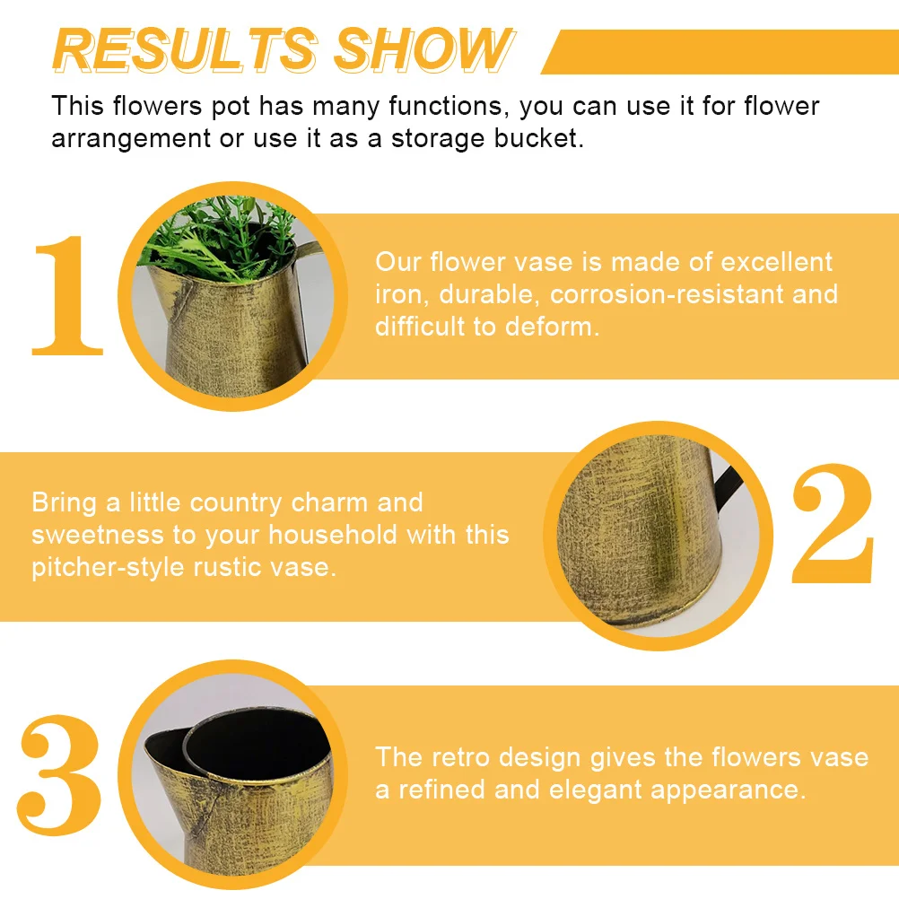 

Creative Iron Flower Pot Pitcher Bucket Rustic Style Flower Holder Multipurpose Container for Flowers Plant Display