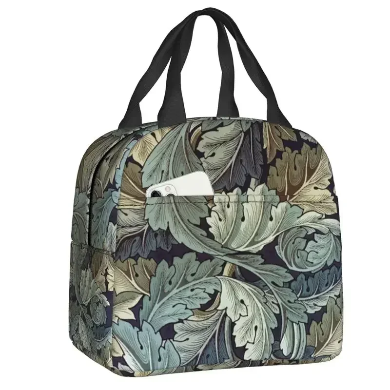 William Morris Thistle Damask Thermal Insulated Lunch Bag Women Floral Textile Pattern Portable Lunch Container Storage Food Box