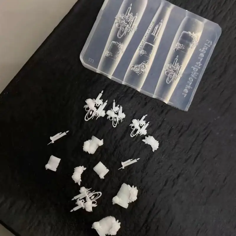 Molde de silicona para uñas de fruta 3D, pétalos de flores dulces, diseño artesanal, plantilla para manicura, plantilla para tallado de uñas, herramientas de molde de estampado suave