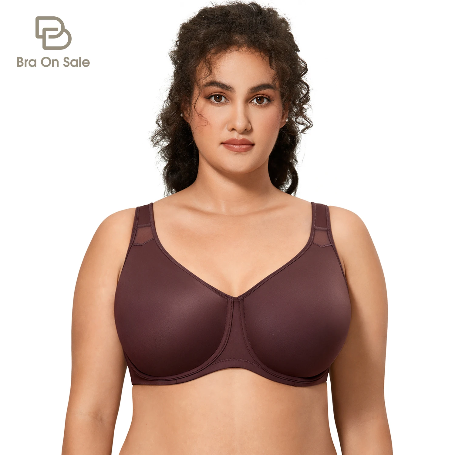 Women's Smooth Full Coverage Minimizer Seamless Bra Plus Size Underwire Non-padded Wide Straps Support T Shirt Bras For Women