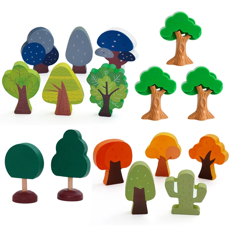 Wooden Track Accessories All Kinds of Wooden/Plastic Trees Forest Painted Trees compatible with All Brands Wooden Train Tracks