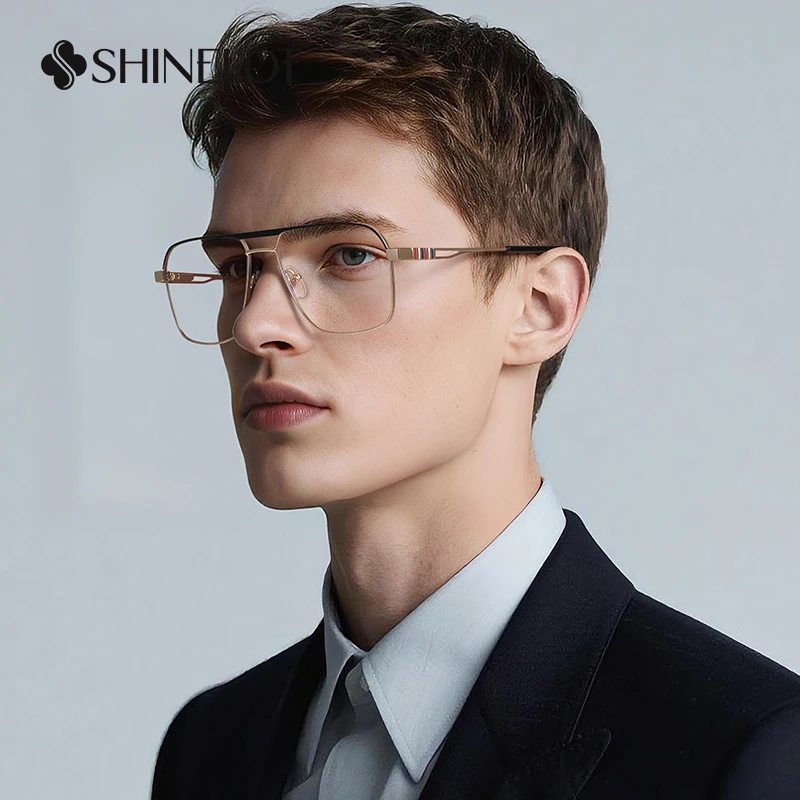 

91370 Double Bridge Business Men Eyeglasses Prescription Frame Male Eye Protection Film Star Glasses Spectacles Eyewear