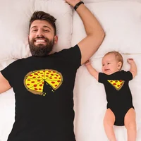Summe Family Matching Clothes T-shirt Father Mother Daughter Son Funny Pizza Print Short Sleeve Dad Mom Baby Matching Tshirt 3