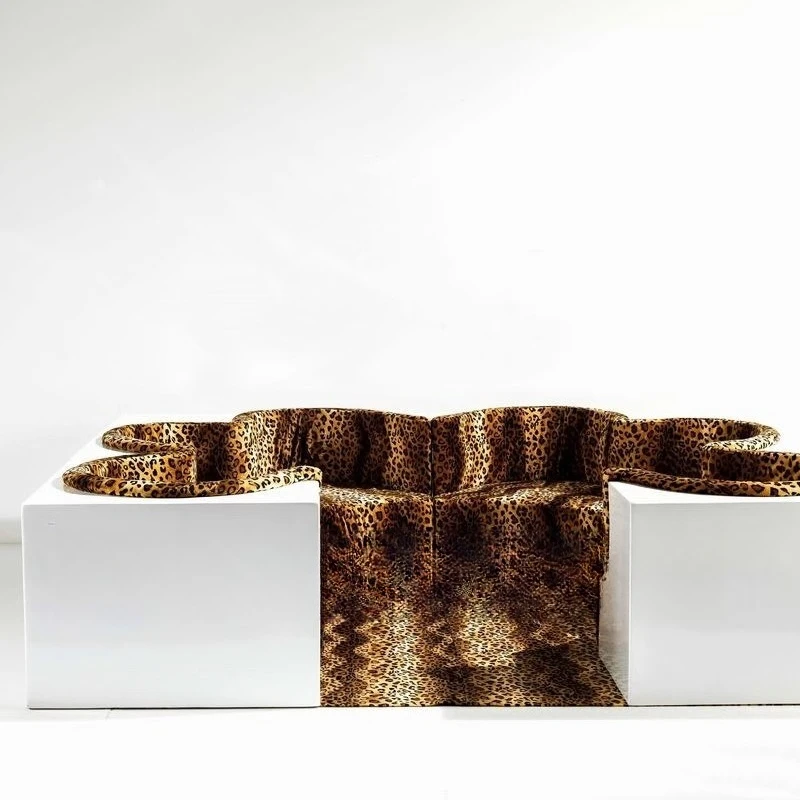 

Designer module combination solid wood leopard print fabric sofa replica sofa