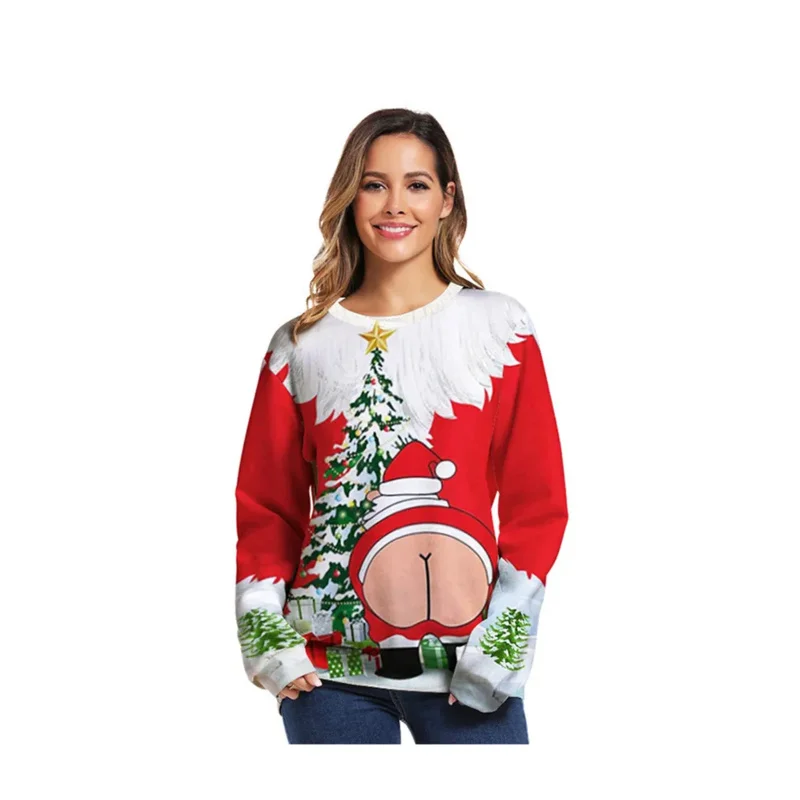 Suéter de Navidad feo Unisex con estampado 3D, jersey divertido, jerséis, tops para Navidad, hombres, mujeres, fiesta de vacaciones, sudadera con capucha o