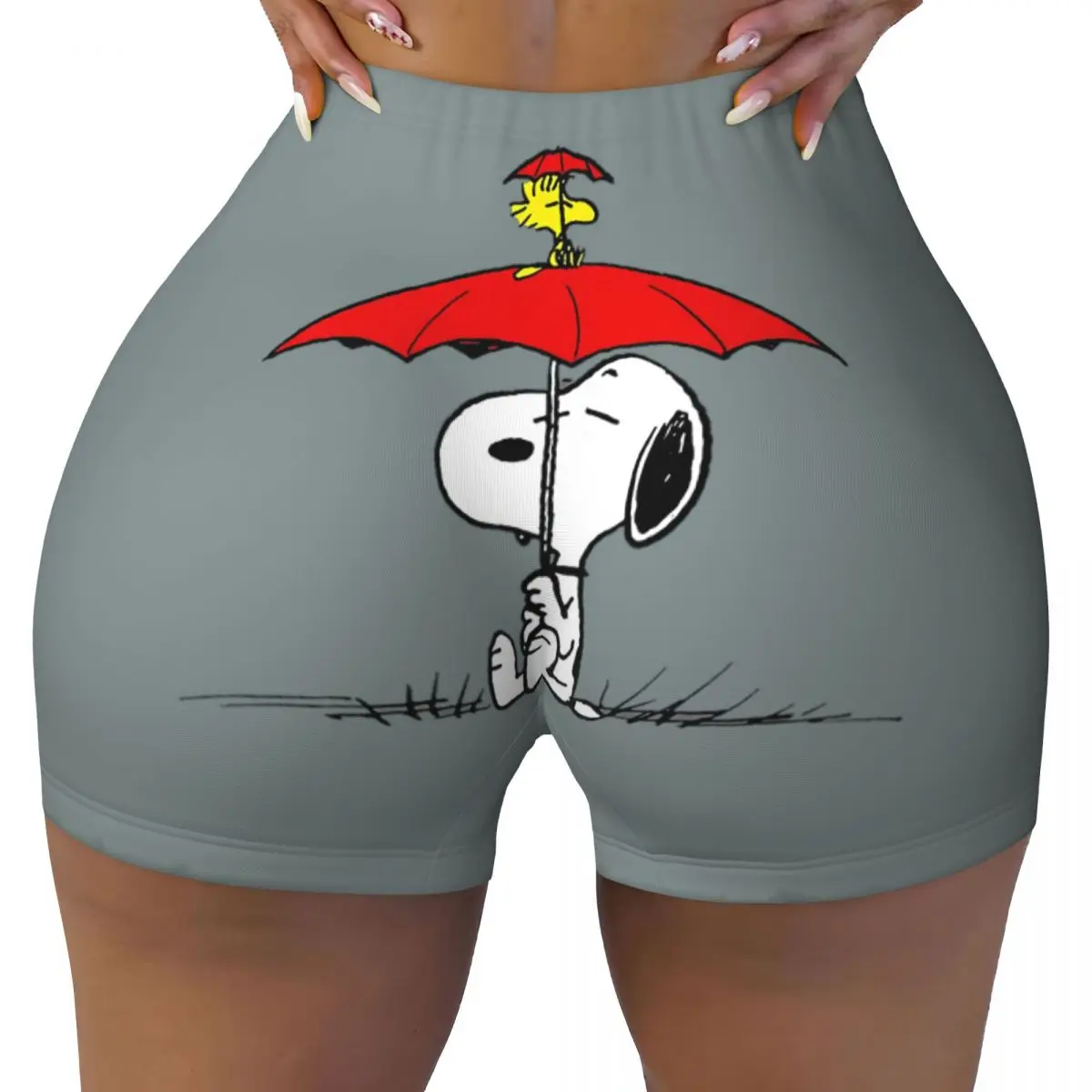 

Custom Snoopys Dog Umbrella Running Volleyball Workout Shorts for Women Cute Beagle Cartoon Comic Athletic Gym Yoga Shorts