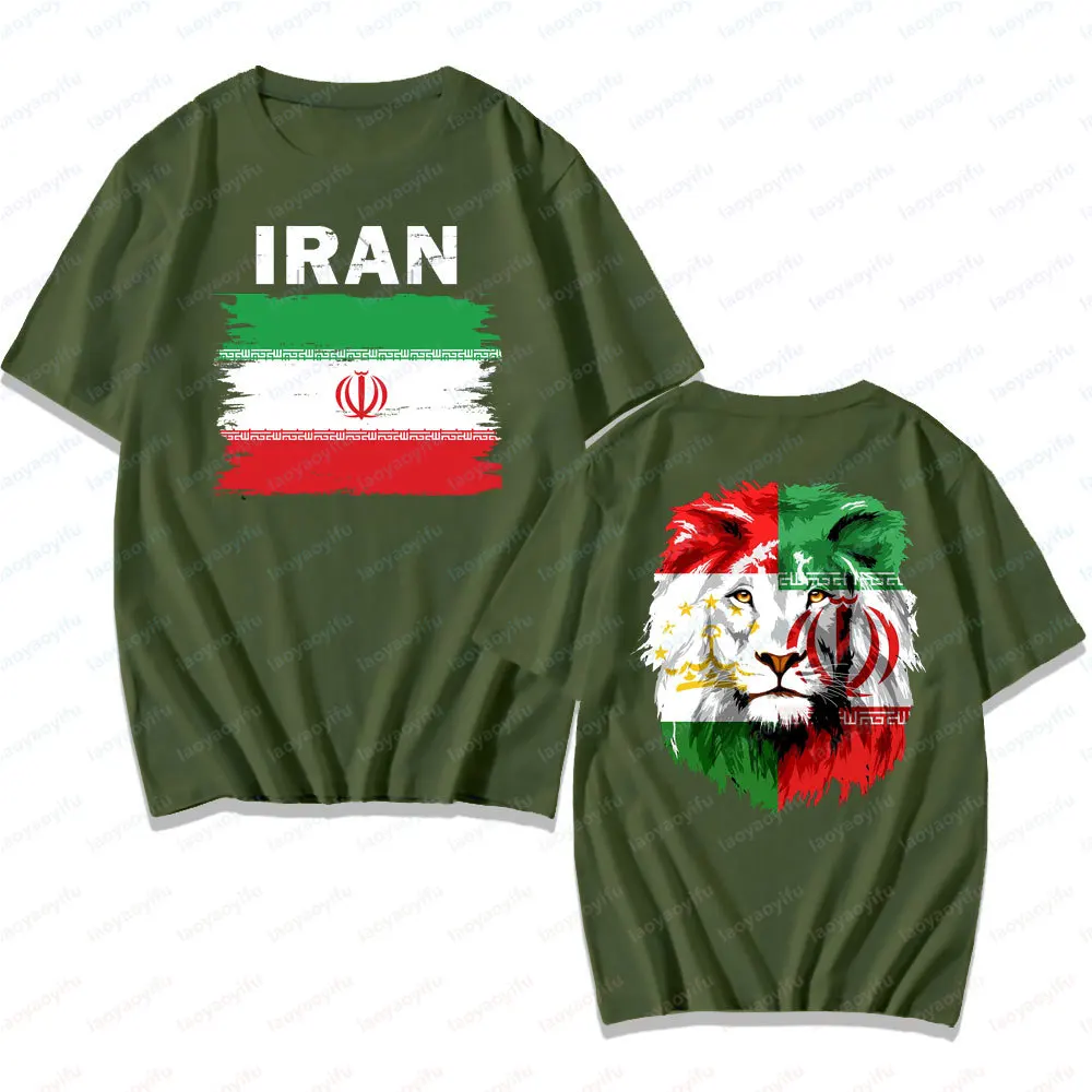 Iran Male Lion Creative Design T-shirt Iranian Flag Tshirt with Israel Pair of Punches Tops Graphic Printed TShirt Men Women Tee