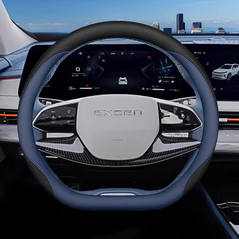 

For EXEED RX VX TXL Stellar Vantas Stellar CDM Universal Car Steering Wheel Cover D-type Interior Accessories Genuine Leather